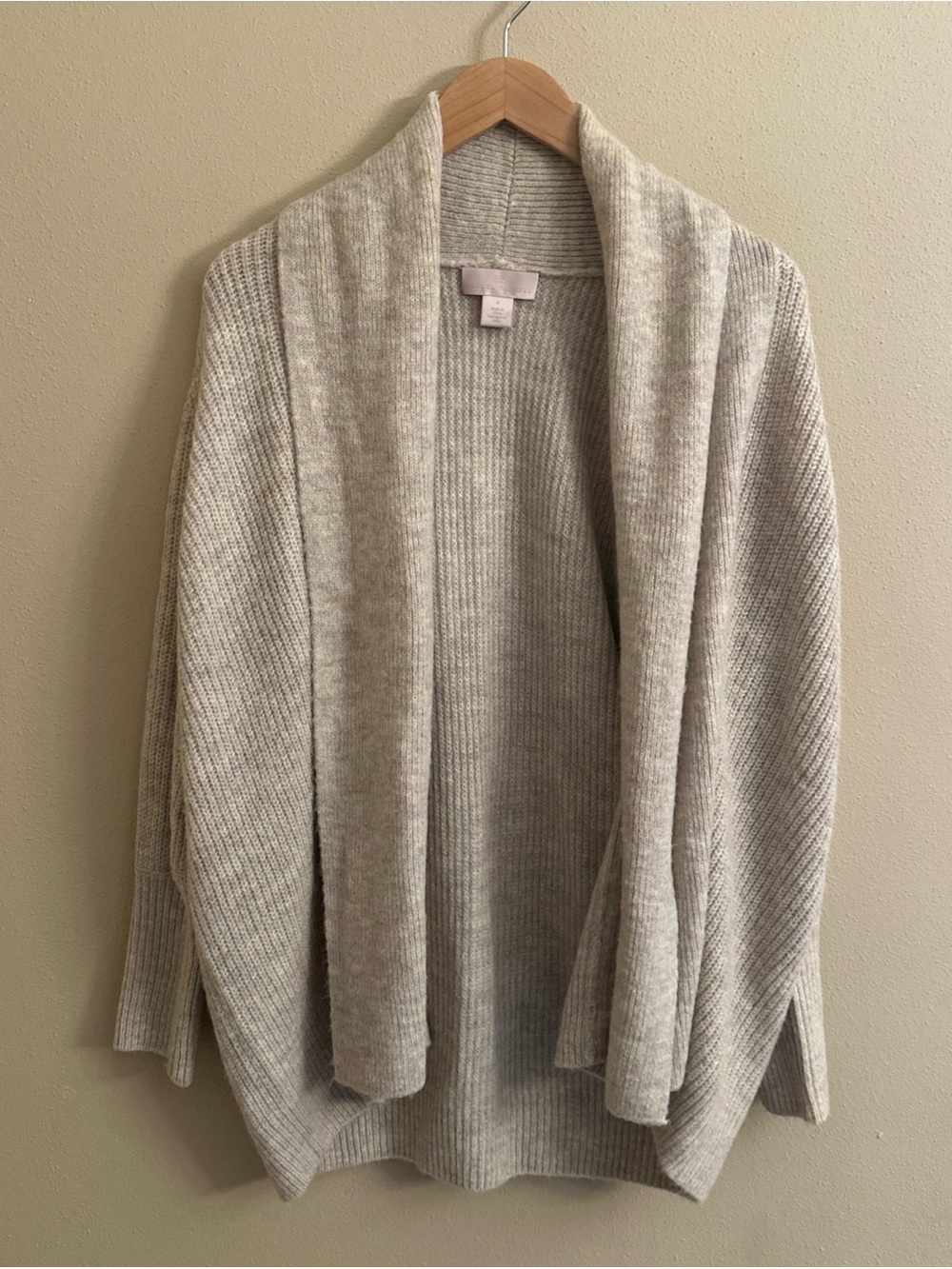 RACHEL PARCELL Shawl Collar Open Cardigan Beige Cozy Fall Women's Size S